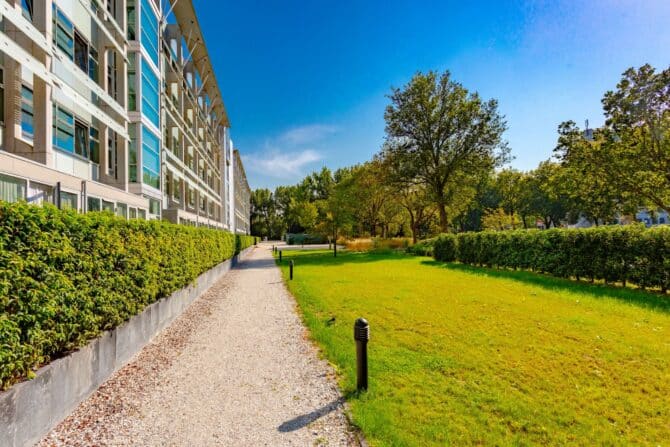 Ontwerp en aanleg park Delft gazon en bestrating